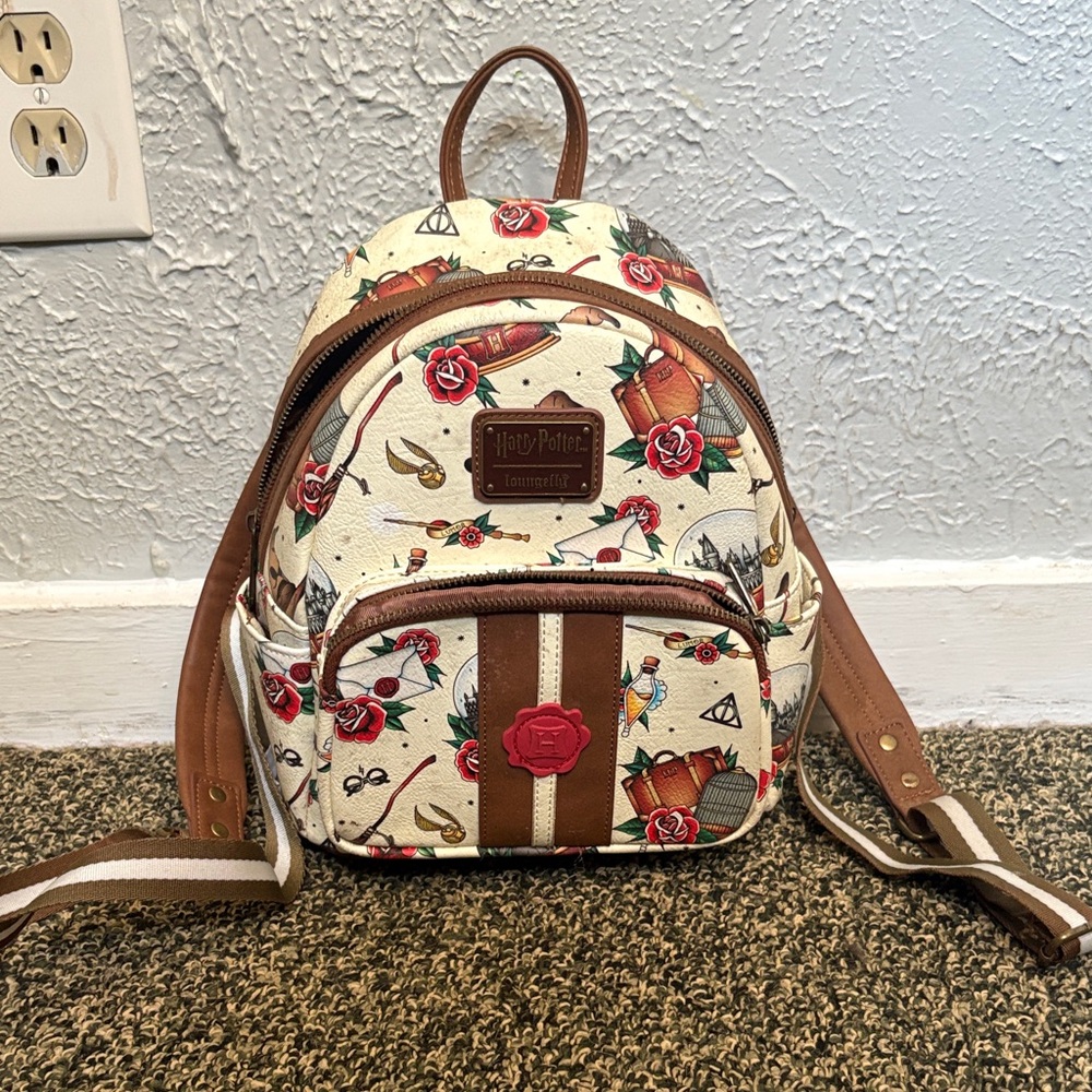 Loungefly Harry Potter Cream and Brown Backpack